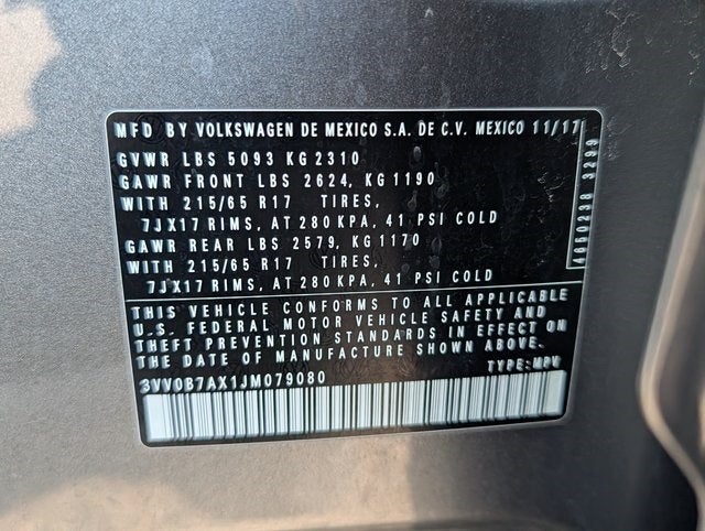 2018 Volkswagen Tiguan 2.0T S 4Motion