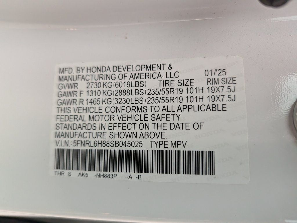2025 Honda Odyssey Touring