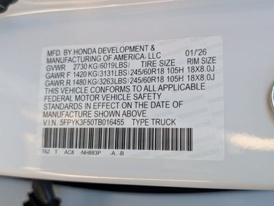 2026 Honda Ridgeline RTL