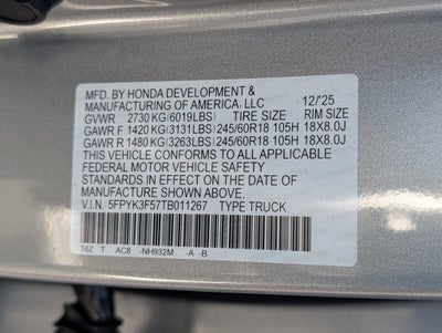 2026 Honda Ridgeline RTL