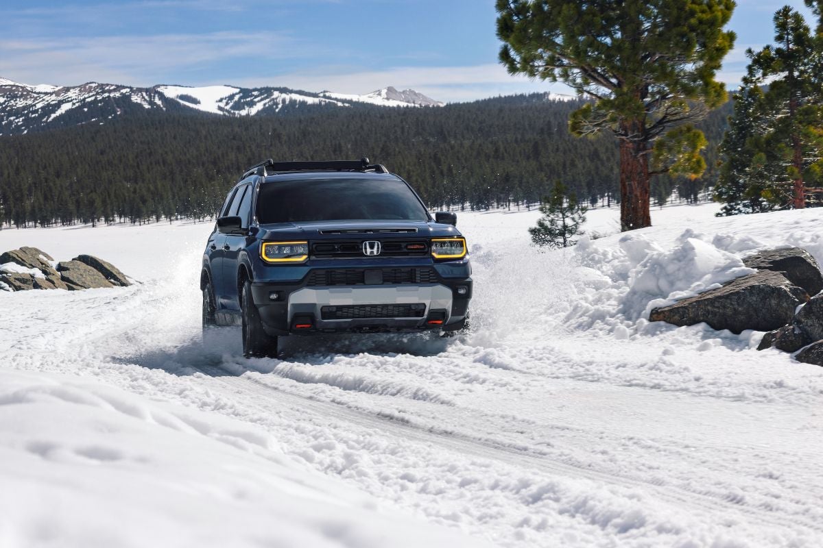 Honda vehicle operating in winter snow near Casper Wyoming